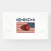 Halloween Schedel Patriottische Vintage Verschrikk Spandoek (Horizontaal)