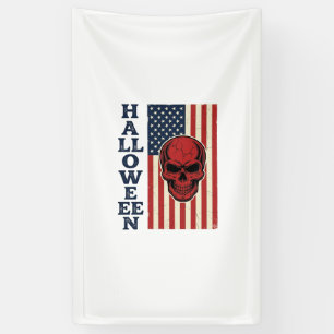 Halloween Schedel Patriottische Vintage Verschrikk Spandoek