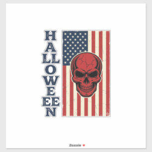 Halloween Schedel Patriottische Vintage Verschrikk Sticker