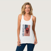 Halloween Schedel Patriottische Vintage Verschrikk Tanktop (Volledige Voorkant)