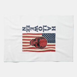 Halloween Schedel Patriottische Vintage Verschrikk Theedoek