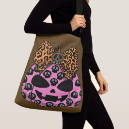Halloween, Schedel Patroon, Gezicht Pompoen Crossbody Tas