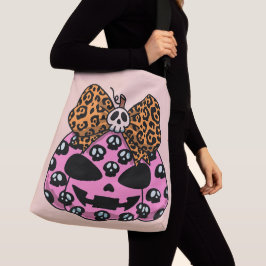 Halloween, Schedel Patroon, Gezicht Pompoen Crossbody Tas