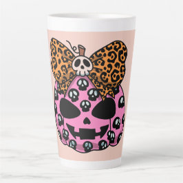 Halloween,Schedel Patroon ,Gezicht Pompoen, Modern Latte Mok