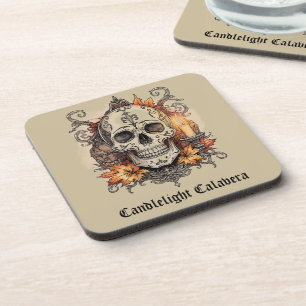Halloween,Schedel Patroon, Kaarslicht Calavera, Bier Onderzetter