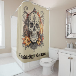 Halloween,Schedel Patroon, Kaarslicht Calavera Douchegordijn