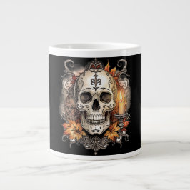 Halloween,Schedel Patroon, Kaarslicht Calavera, Grote Koffiekop