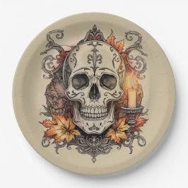 Halloween,Schedel Patroon, Kaarslicht Calavera, Papieren Bordje