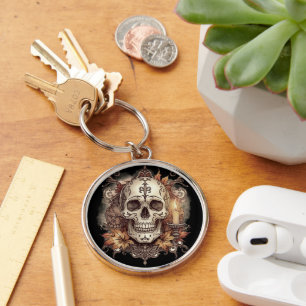Halloween,Schedel Patroon, Kaarslicht Calavera Sleutelhanger