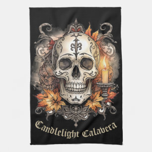 Halloween,Schedel Patroon, Kaarslicht Calavera, Theedoek