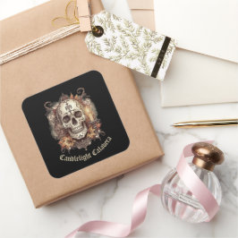 Halloween,Schedel Patroon, Kaarslicht Calavera, Vierkante Sticker