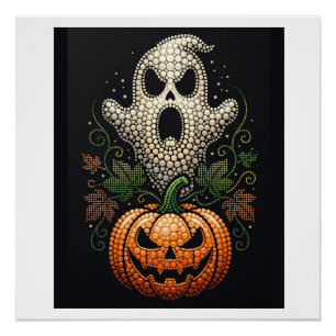 Halloween Schedel Pompoen Gotische Muur Kunst Perfect Poster