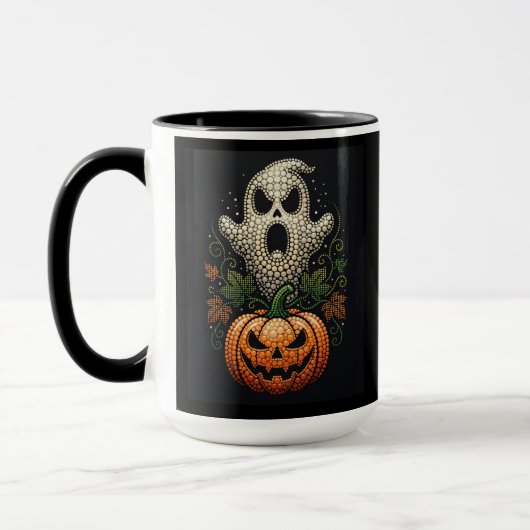 Halloween Schedel Pompoen Gotische Stipkunst Mok (Links)