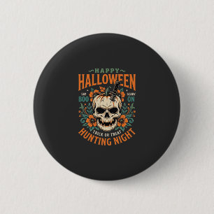 Halloween Schedel Pompoen Jacht Nacht Ontwerp_1 Ronde Button 5,7 Cm