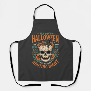 Halloween Schedel Pompoen Jacht Nacht Ontwerp_1 Schort