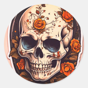 Halloween schedel pompoen sticker