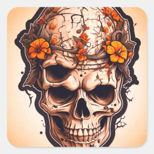 Halloween schedel pompoen sticker