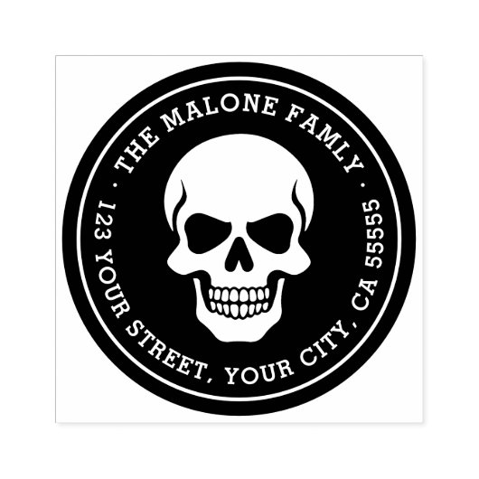 Halloween schedel retouradres rubberstempel (Afrduk)