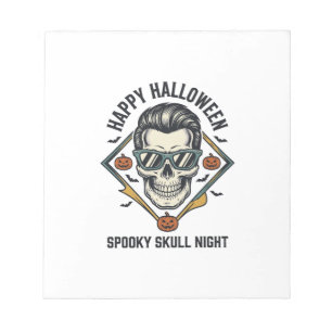 Halloween Schedel Shirt Vintage Gravure Grafisch_1 Notitieblok