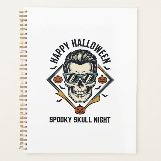 Halloween Schedel Shirt Vintage Gravure Grafisch_1 Planner (Voorkant)