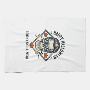 Halloween Schedel Shirt Vintage Gravure Grafisch_1 Theedoek