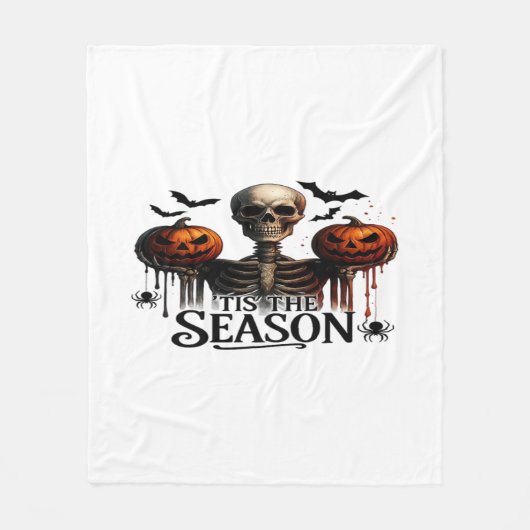 Halloween Schedel Skelet Fleece Deken (Voorkant)