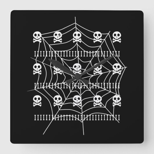 Halloween Schedel Spinnenweb Kostuum Trick Or Trea Vierkante Klok (Voorkant)