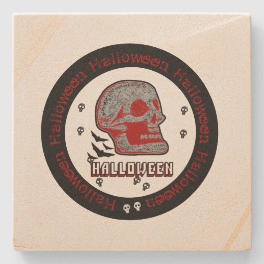Halloween Schedel Stenen Onderzetter (Voorkant)