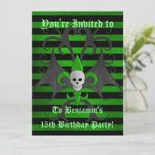 Halloween schedel verjaardag kaart (Staand voorkant)