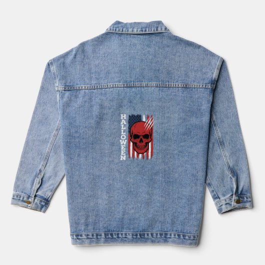 Halloween Schedel Vlag Vectorontwerp_1 Denim Jacket (Achterkant)
