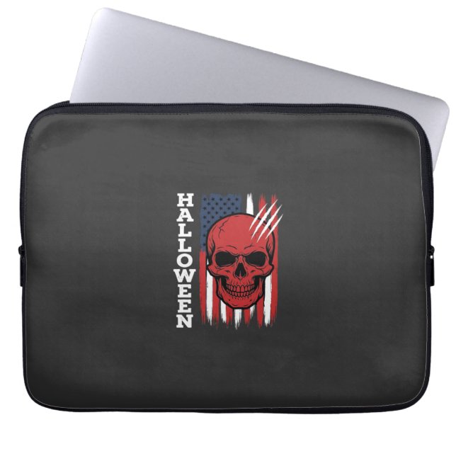 Halloween Schedel Vlag Vectorontwerp_1 Laptop Sleeve (Voorkant)