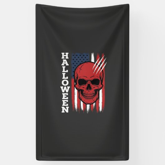 Halloween Schedel Vlag Vectorontwerp_1 Spandoek (Verticaal)