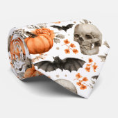 Halloween schedel vleermuizen en bloemen stropdas (Opgerold)