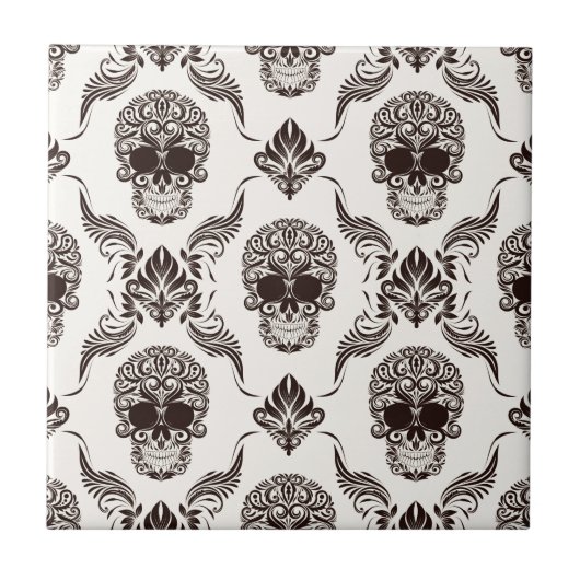 , halloween, schedel, vocht, patroon, chic, grunge tegeltje (Voorkant)