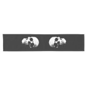 Halloween schedel zwart en wit aangepaste Sjabloon Korte Tafelloper (Horizontaal)