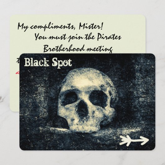 Halloween Schedel Zwarte Stip Piraat Feestje Kaart (Voorkant / Achterkant)