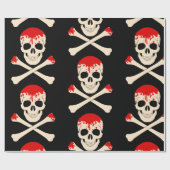 halloween schedelbeenderen bloederig skelet cadeaupapier (Vlak)