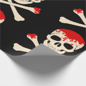 halloween schedelbeenderen bloederig skelet cadeaupapier (Hoek)