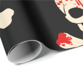 halloween schedelbeenderen bloederig skelet cadeaupapier (Rol Hoek)