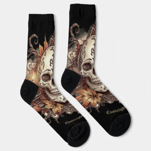 Halloween,Schedelpatroon, Kaarslicht Calavera, Soc Sokken