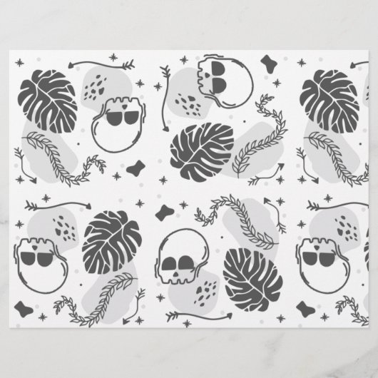 Halloween Schedels en Bladeren Scrapbook Papier Flyer (Voorkant)