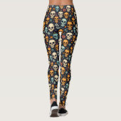 Halloween schedels en bloemen Leggings (Achterkant)