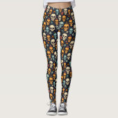 Halloween schedels en bloemen Leggings (Voorkant)