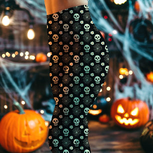 Halloween schedels en bloemen patroon leggings