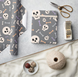 Halloween schedels en Botten naadloos inpakpapier