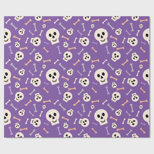 Halloween schedels en Botten Paarse inpakpapier (Vlak)