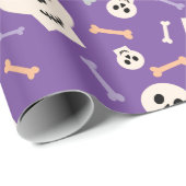 Halloween schedels en Botten Paarse inpakpapier (Rol Hoek)