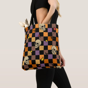 Halloween schedels en vleermuizen tote bag