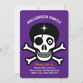 Halloween schedels op oranje & paarse uitnodiging