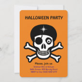 Halloween schedels op oranje uitnodiging (Voorkant)
